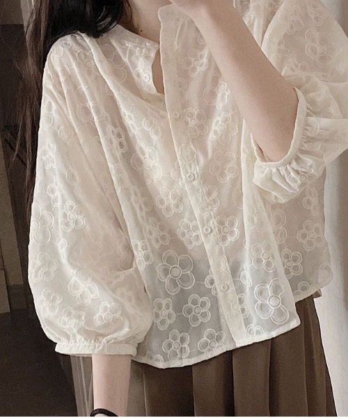 SHEPP(シープ)の「フラワーレースブラウス(シャツ/ブラウス・レディース・アイボリー・S/M/L)」の13枚目の写真