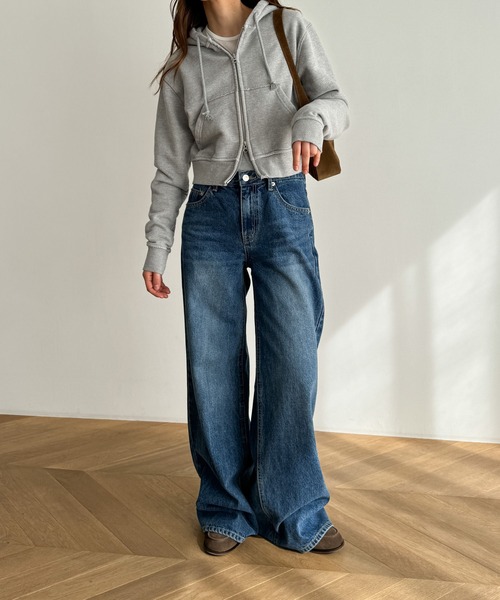 CANAL JEAN(キャナルジーン)の「HARING 裏毛コンパクトパーカー(パーカー・レディース・ネイビー/グレー/レッド・ONE SIZE)」の7枚目の写真