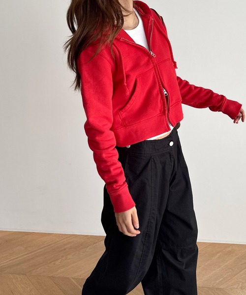 CANAL JEAN(キャナルジーン)の「HARING 裏毛コンパクトパーカー(パーカー・レディース・ネイビー/グレー/レッド・ONE SIZE)」の8枚目の写真