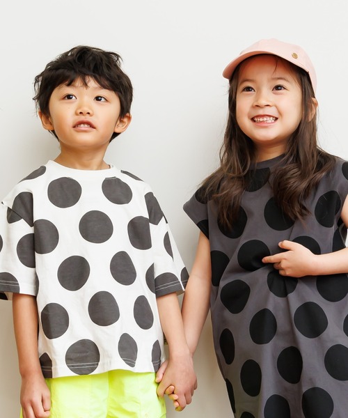 MAKE YOUR DAY（メイクユアデイ）の「ドット総柄半袖Tシャツ■80～140cm（Tシャツ/カットソー・キッズ・オリーブ/チャコールグレー/オフホワイト・80/90/100/110/120/130/140）」の10枚目の写真