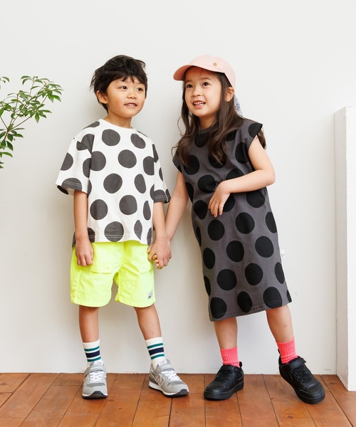 MAKE YOUR DAY（メイクユアデイ）の「ドット総柄半袖Tシャツ■80～140cm（Tシャツ/カットソー・キッズ・オリーブ/チャコールグレー/オフホワイト・80/90/100/110/120/130/140）」の13枚目の写真