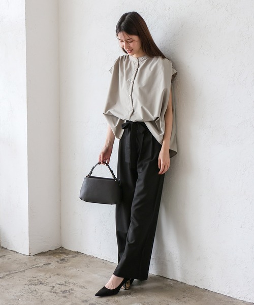 No Rule No Line（ノール－ルノーライン）の「リラックスフレンチスリーブ バンドカラートップス バンドカラーシャツ（Tシャツ/カットソー・レディース・ホワイト/ライトグレー/ブラック・FREE）」の22枚目の写真