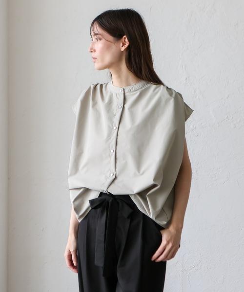 No Rule No Line（ノール－ルノーライン）の「リラックスフレンチスリーブ バンドカラートップス バンドカラーシャツ（Tシャツ/カットソー・レディース・ホワイト/ライトグレー/ブラック・FREE）」の21枚目の写真