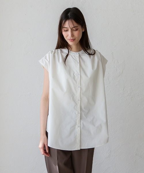 No Rule No Line（ノール－ルノーライン）の「リラックスフレンチスリーブ バンドカラートップス バンドカラーシャツ（Tシャツ/カットソー・レディース・ホワイト/ライトグレー/ブラック・FREE）」の11枚目の写真