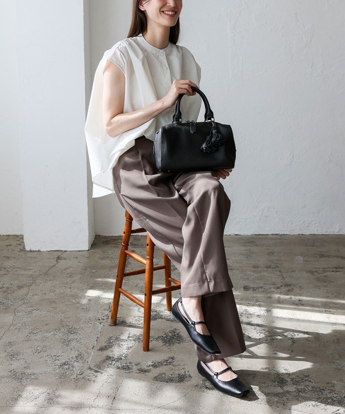 No Rule No Line（ノール－ルノーライン）の「リラックスフレンチスリーブ バンドカラートップス バンドカラーシャツ（Tシャツ/カットソー・レディース・ホワイト/ライトグレー/ブラック・FREE）」の6枚目の写真