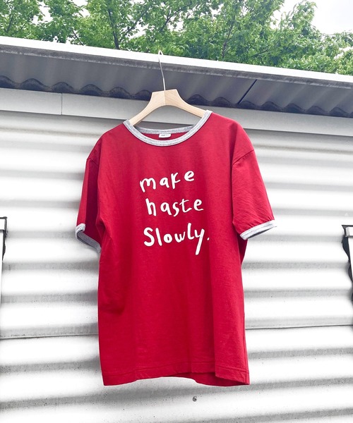 PAR ICI（パーリッシィ）の「make haste slowly リンガーTシャツ（Tシャツ/カットソー・レディース・アイボリー/グリーン/グレー/レッド・FREE）」の19枚目の写真