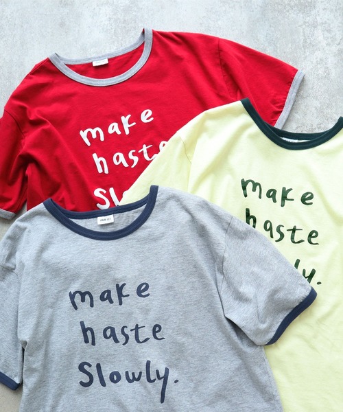 PAR ICI（パーリッシィ）の「make haste slowly リンガーTシャツ（Tシャツ/カットソー・レディース・アイボリー/グリーン/グレー/レッド・FREE）」の7枚目の写真