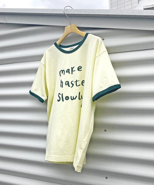PAR ICI（パーリッシィ）の「make haste slowly リンガーTシャツ（Tシャツ/カットソー・レディース・アイボリー/グリーン/グレー/レッド・FREE）」の5枚目の写真