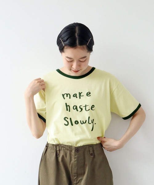 PAR ICI（パーリッシィ）の「make haste slowly リンガーTシャツ（Tシャツ/カットソー・レディース・アイボリー/グリーン/グレー/レッド・FREE）」の20枚目の写真