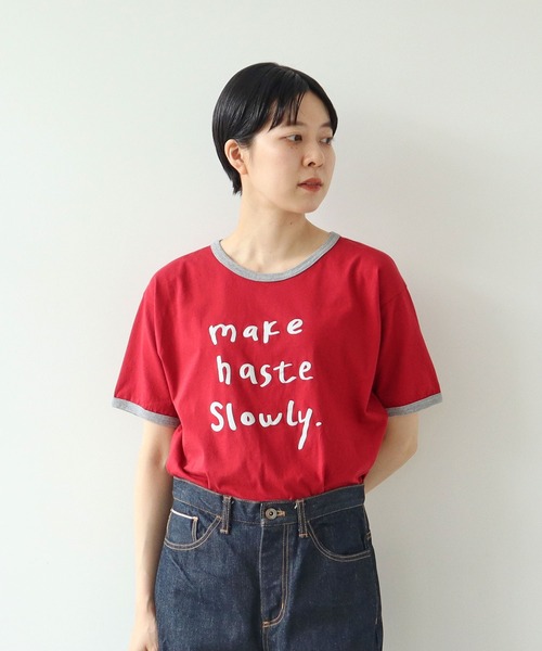 PAR ICI（パーリッシィ）の「make haste slowly リンガーTシャツ（Tシャツ/カットソー・レディース・アイボリー/グリーン/グレー/レッド・FREE）」の11枚目の写真