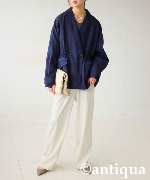 antiqua(アンティカ)の「デニム切り替えジャケット(テーラードジャケット・レディース・ブルー/ブラック・ONESIZE)」の19枚目の写真