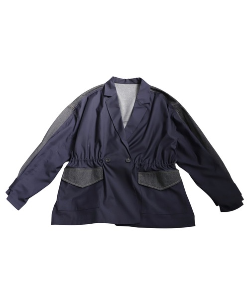 antiqua(アンティカ)の「デニム切り替えジャケット(テーラードジャケット・レディース・ブルー/ブラック・ONESIZE)」の21枚目の写真