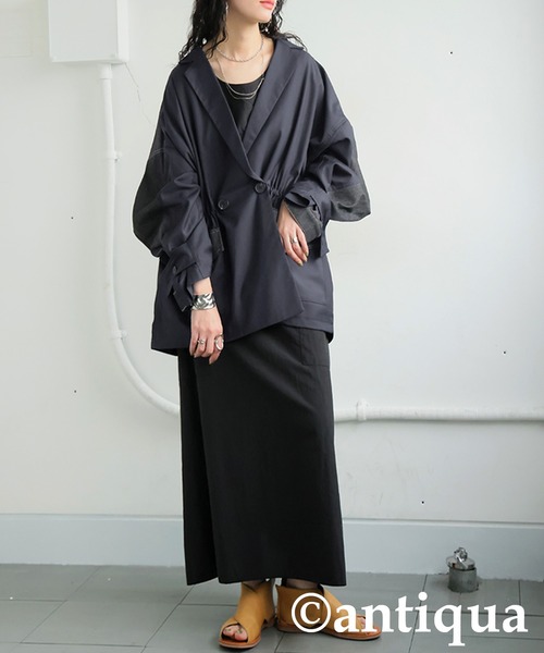 antiqua(アンティカ)の「デニム切り替えジャケット(テーラードジャケット・レディース・ブルー/ブラック・ONESIZE)」の6枚目の写真