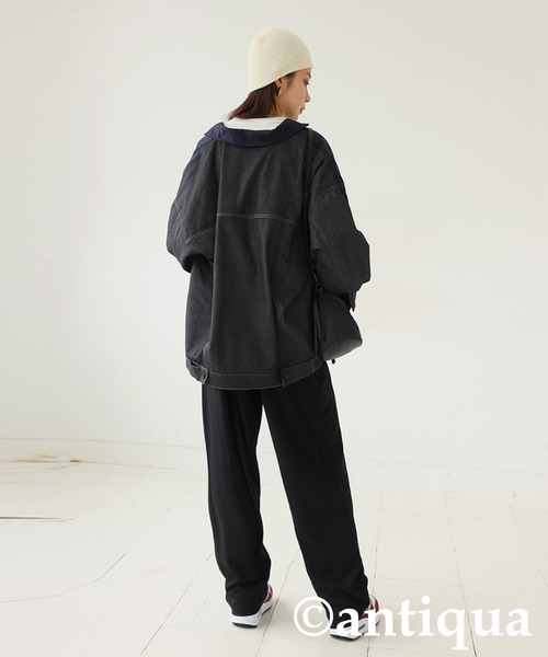antiqua(アンティカ)の「デニム切り替えジャケット(テーラードジャケット・レディース・ブルー/ブラック・ONESIZE)」の10枚目の写真