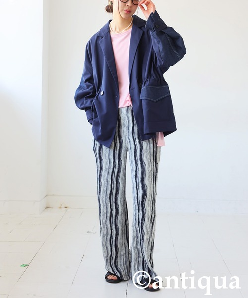 antiqua(アンティカ)の「デニム切り替えジャケット(テーラードジャケット・レディース・ブルー/ブラック・ONESIZE)」の15枚目の写真