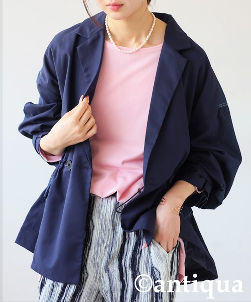 antiqua(アンティカ)の「デニム切り替えジャケット(テーラードジャケット・レディース・ブルー/ブラック・ONESIZE)」の16枚目の写真