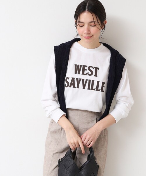 Dessin(デッサン)の「【ユニセックス・洗える】ロングスリーブロゴTシャツ(Tシャツ/カットソー・レディース・ホワイト系/ネイビー/ホワイト・04/00/01/02/03)」の1枚目の写真