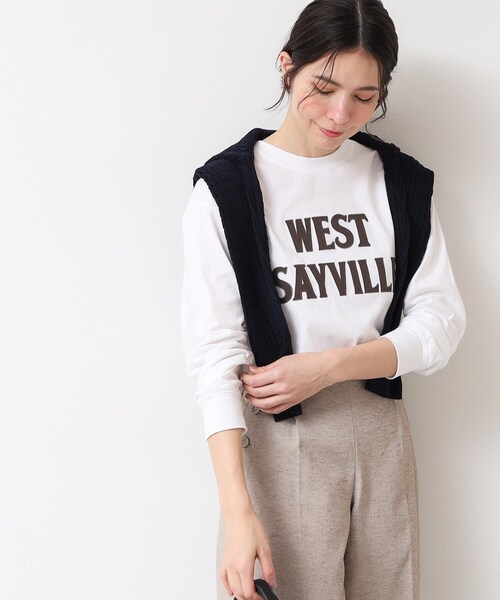 Dessin(デッサン)の「【ユニセックス・洗える】ロングスリーブロゴTシャツ(Tシャツ/カットソー・レディース・ホワイト系/ネイビー/ホワイト・04/00/01/02/03)」の4枚目の写真