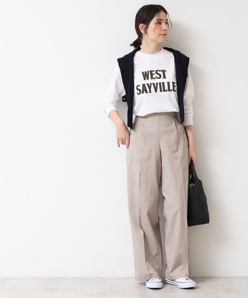 Dessin(デッサン)の「【ユニセックス・洗える】ロングスリーブロゴTシャツ(Tシャツ/カットソー・レディース・ホワイト系/ネイビー/ホワイト・04/00/01/02/03)」の5枚目の写真