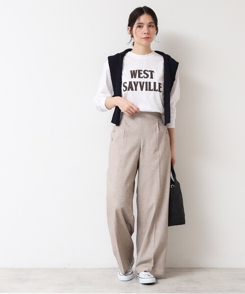 Dessin(デッサン)の「【ユニセックス・洗える】ロングスリーブロゴTシャツ(Tシャツ/カットソー・レディース・ホワイト系/ネイビー/ホワイト・04/00/01/02/03)」の6枚目の写真