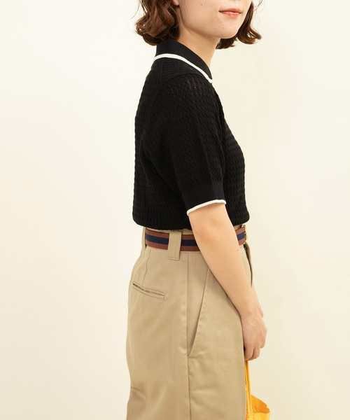 CHILD WOMAN（チャイルドウーマン）の「☆coolcottonケーブル編み 丸襟半袖プルオーバー（ニット/セーター・レディース・アイボリー/ブラック/ネイビー/レッド・FREE）」の19枚目の写真