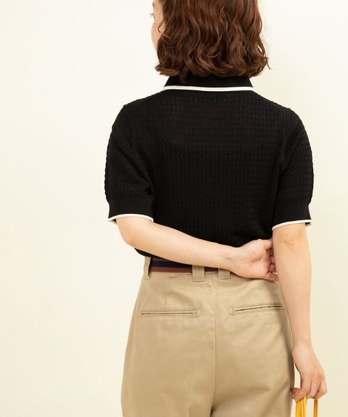 CHILD WOMAN（チャイルドウーマン）の「☆coolcottonケーブル編み 丸襟半袖プルオーバー（ニット/セーター・レディース・アイボリー/ブラック/ネイビー/レッド・FREE）」の20枚目の写真