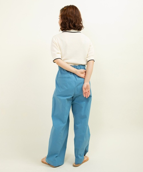 CHILD WOMAN（チャイルドウーマン）の「☆coolcottonケーブル編み 丸襟半袖プルオーバー（ニット/セーター・レディース・アイボリー/ブラック/ネイビー/レッド・FREE）」の10枚目の写真