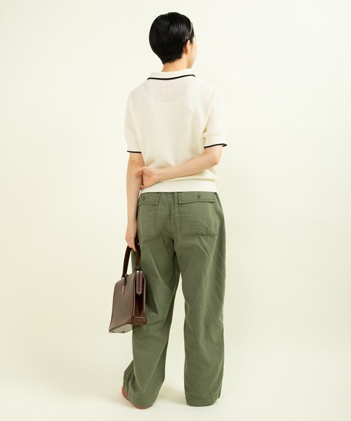 CHILD WOMAN（チャイルドウーマン）の「☆coolcottonケーブル編み 丸襟半袖プルオーバー（ニット/セーター・レディース・アイボリー/ブラック/ネイビー/レッド・FREE）」の16枚目の写真