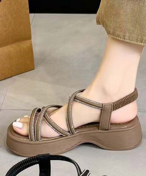 shoes365(シューズスリーシックスファイヴ)の「【shoes 365】ロープストラップ厚底サンダル (SS)(サンダル・レディース・ベージュ/ブラック/オフホワイト・23.0cm/23.5cm/24.5cm/25.0cm/22.5cm/24.0cm)」の3枚目の写真