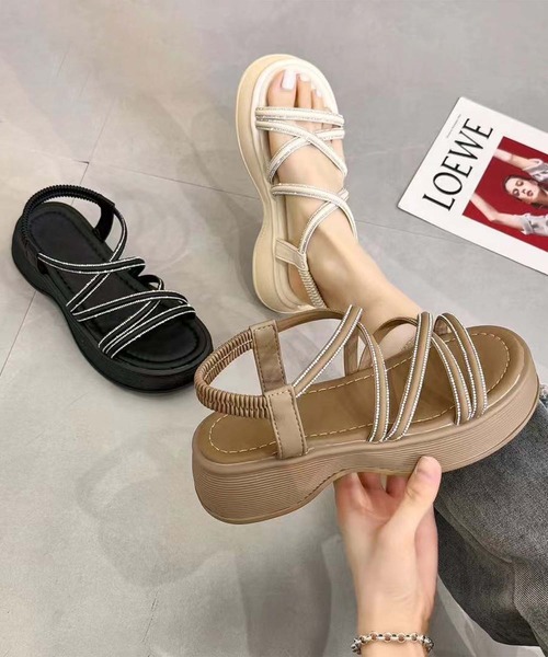 shoes365(シューズスリーシックスファイヴ)の「【shoes 365】ロープストラップ厚底サンダル (SS)(サンダル・レディース・ベージュ/ブラック/オフホワイト・23.0cm/23.5cm/24.5cm/25.0cm/22.5cm/24.0cm)」の7枚目の写真