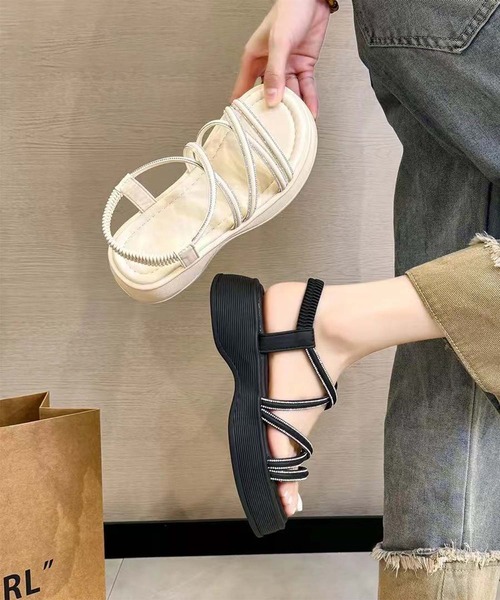 shoes365(シューズスリーシックスファイヴ)の「【shoes 365】ロープストラップ厚底サンダル (SS)(サンダル・レディース・ベージュ/ブラック/オフホワイト・23.0cm/23.5cm/24.5cm/25.0cm/22.5cm/24.0cm)」の4枚目の写真