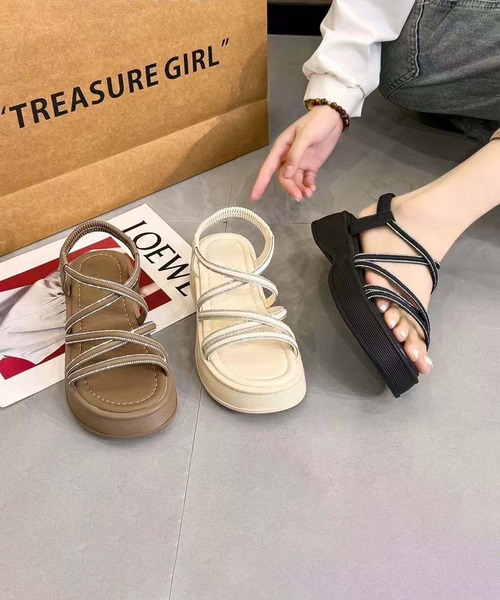 shoes365(シューズスリーシックスファイヴ)の「【shoes 365】ロープストラップ厚底サンダル (SS)(サンダル・レディース・ベージュ/ブラック/オフホワイト・23.0cm/23.5cm/24.5cm/25.0cm/22.5cm/24.0cm)」の5枚目の写真