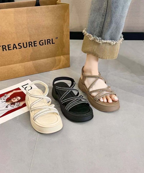 shoes365(シューズスリーシックスファイヴ)の「【shoes 365】ロープストラップ厚底サンダル (SS)(サンダル・レディース・ベージュ/ブラック/オフホワイト・23.0cm/23.5cm/24.5cm/25.0cm/22.5cm/24.0cm)」の6枚目の写真