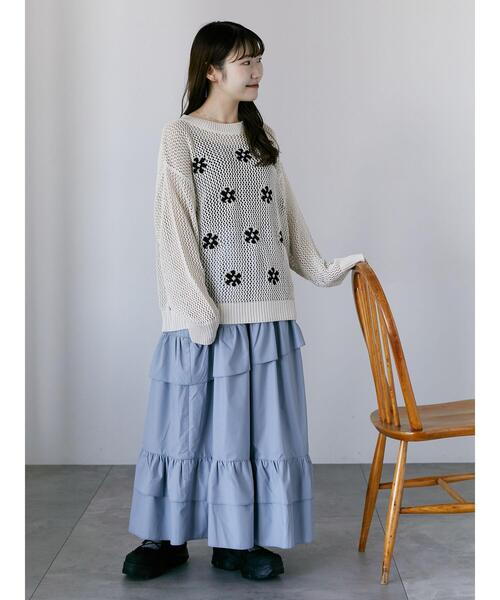 ehka sopo（エヘカソポ）の「花柄メッシュニットプルオーバー（ニット/セーター・レディース・キナリ/イエロー/ミント・F）」の8枚目の写真