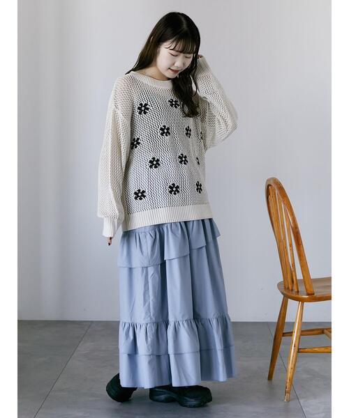 ehka sopo（エヘカソポ）の「花柄メッシュニットプルオーバー（ニット/セーター・レディース・キナリ/イエロー/ミント・F）」の9枚目の写真