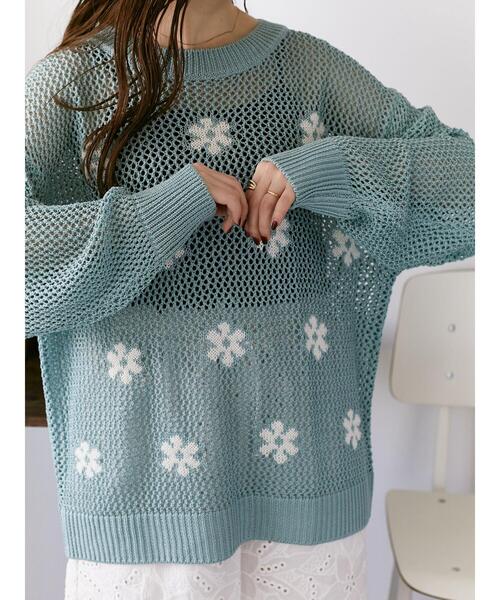 ehka sopo（エヘカソポ）の「花柄メッシュニットプルオーバー（ニット/セーター・レディース・キナリ/イエロー/ミント・F）」の14枚目の写真