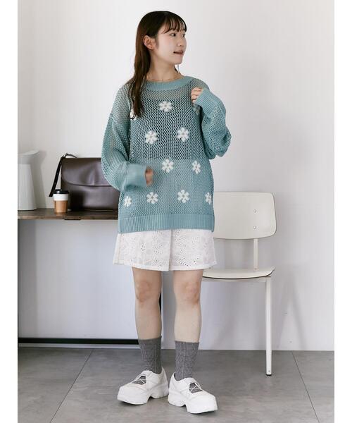 ehka sopo（エヘカソポ）の「花柄メッシュニットプルオーバー（ニット/セーター・レディース・キナリ/イエロー/ミント・F）」の17枚目の写真