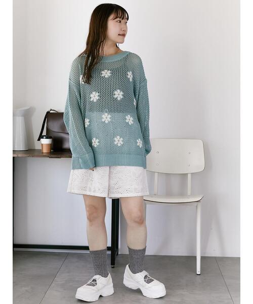 ehka sopo（エヘカソポ）の「花柄メッシュニットプルオーバー（ニット/セーター・レディース・キナリ/イエロー/ミント・F）」の18枚目の写真