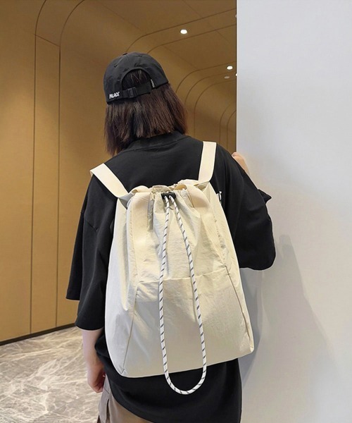 Miniministore(ミニミニストア)の「ナイロンリュック肩掛けバッグトートバッグ(バックパック/リュック・レディース・ブラック/アイボリー/パープル/グリーン/ダークベージュ/カーキ・FREE)」の12枚目の写真