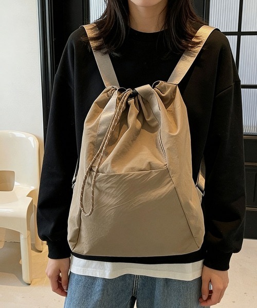 Miniministore(ミニミニストア)の「ナイロンリュック肩掛けバッグトートバッグ(バックパック/リュック・レディース・ブラック/アイボリー/パープル/グリーン/ダークベージュ/カーキ・FREE)」の17枚目の写真