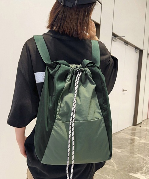 Miniministore(ミニミニストア)の「ナイロンリュック肩掛けバッグトートバッグ(バックパック/リュック・レディース・ブラック/アイボリー/パープル/グリーン/ダークベージュ/カーキ・FREE)」の22枚目の写真