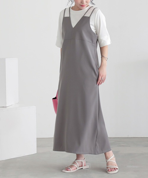 n'OrLABEL（ノアールレーベル）の「ダブルストラップキャミワンピース（ワンピース・レディース・グレー/ブラック/カーキ・1/2）」の2枚目の写真