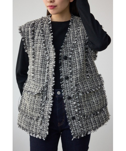 AZUL by moussy(アズールバイマウジー)の「ツイードフリンジベスト(ベスト・レディース・ブラック系その他/ホワイト系その他・FREE)」の2枚目の写真