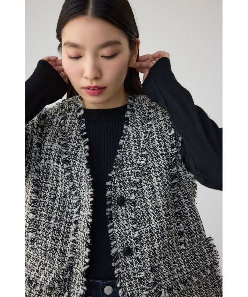 AZUL by moussy(アズールバイマウジー)の「ツイードフリンジベスト(ベスト・レディース・ブラック系その他/ホワイト系その他・FREE)」の3枚目の写真