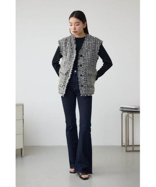 AZUL by moussy(アズールバイマウジー)の「ツイードフリンジベスト(ベスト・レディース・ブラック系その他/ホワイト系その他・FREE)」の5枚目の写真