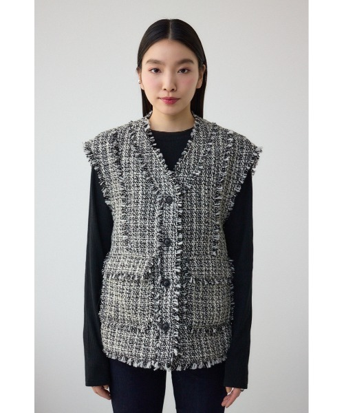 AZUL by moussy(アズールバイマウジー)の「ツイードフリンジベスト(ベスト・レディース・ブラック系その他/ホワイト系その他・FREE)」の6枚目の写真