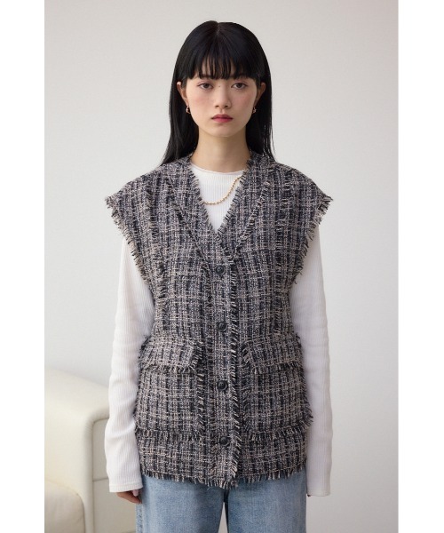 AZUL by moussy(アズールバイマウジー)の「ツイードフリンジベスト(ベスト・レディース・ブラック系その他/ホワイト系その他・FREE)」の17枚目の写真