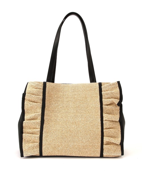 NATURAL BEAUTY BASIC(ナチュラルビューティーベーシック)の「◇サイドフリルPPトートバッグ(トートバッグ・レディース・ブラック系その他2/ブラック/オフホワイト・フリ-)」の6枚目の写真