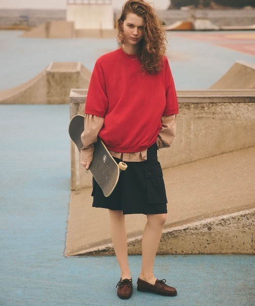 THE SHINZONE（ザ　シンゾーン）の「THE SHINZONE/シンゾーン　シアーハーフスリーブスウェットシャツ　SHEER HALFSLEEVES SWEAT SHIRT　25MMSCU08（Tシャツ/カットソー・レディース・チャコールグレー/ターコイズブルー/イエロー/レッド・FREE）」の5枚目の写真