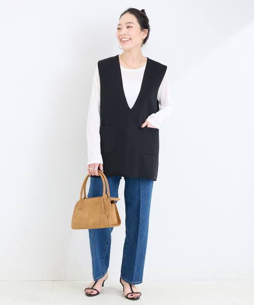 B.C STOCK(ベーセーストック)の「《追加》【WEB限定】ミラノリブベスト(ベスト・レディース・グレー/ブラック・FREE)」の3枚目の写真